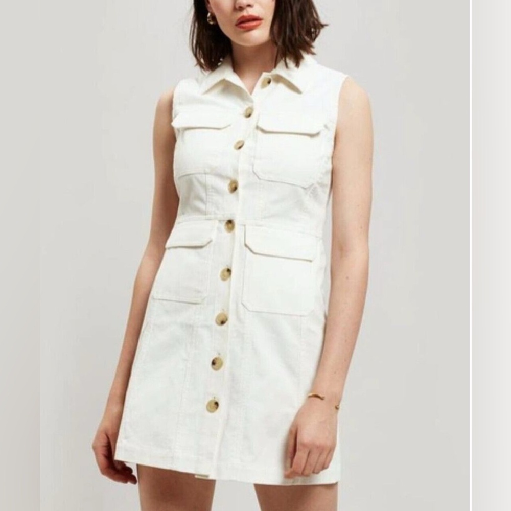 ALEXACHUNG Alexa Chung Mini Dress Size 6 US Corduroy Cream Ivory Designer Preppy